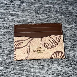 Coach Floral Brown and Cream Card Holder